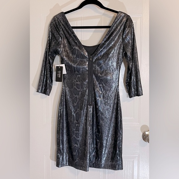 NWT Guess Los Angeles Sequined Sexy Evening Club Dress in Pewter (2) - Picture 5 of 15
